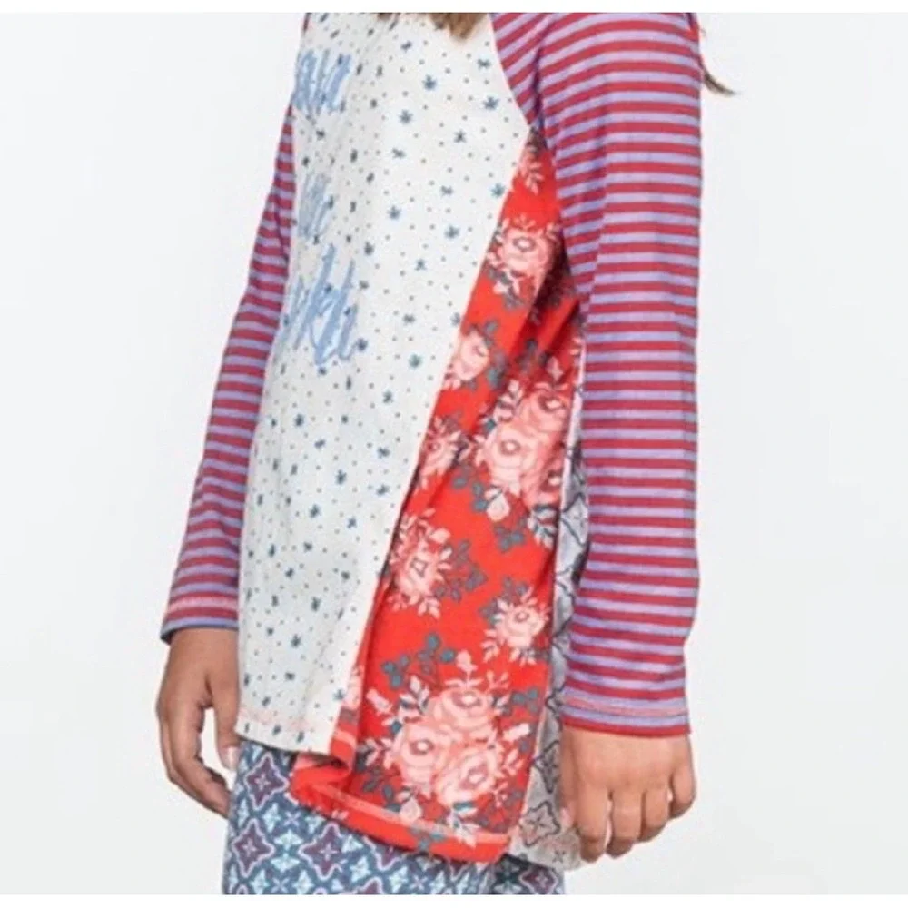 Matilda Jane Clothing Tween Girl Pajama Set Size‎ 8 Red Blue Sparkle Floral Snow